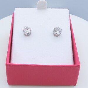 Vintage Sterling Silver CZ Gem Post Stud Earrings